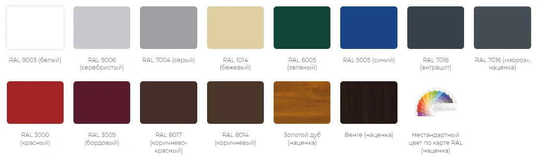 Цвета панелей ворот Дорхан